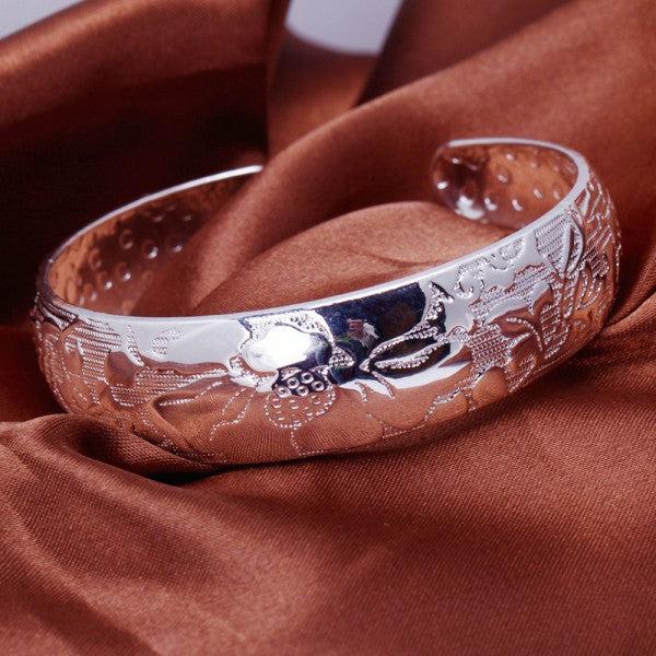 Immagine prodotto Hermex LUSSO Bracciale Bangle Placcato Platino Charms Zirconia - Platino (6 cm, Lega di rame-nichel)