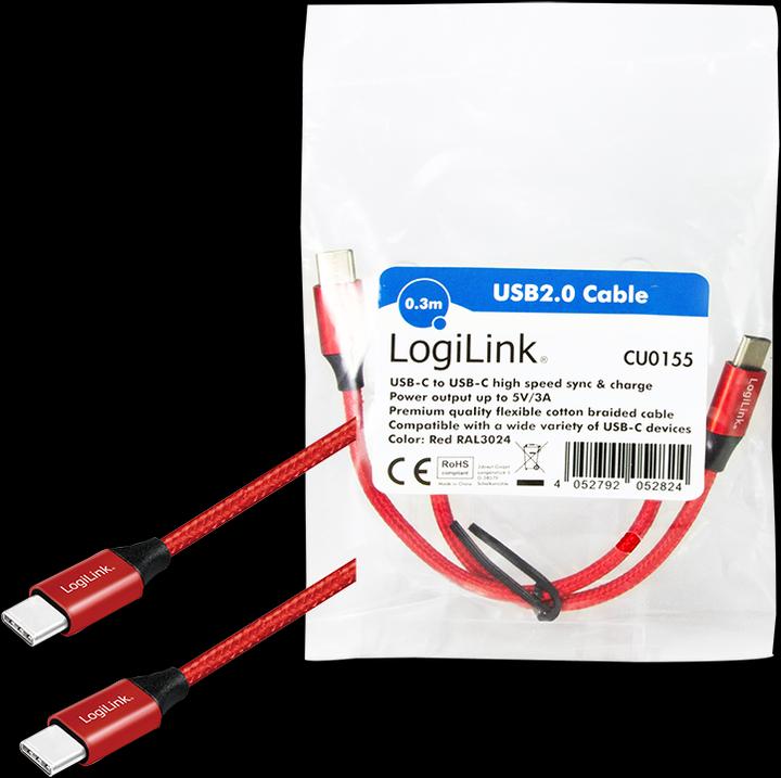 Produktbild LogiLink USB Kabel (0.30 m, USB 2.0, 5 W)