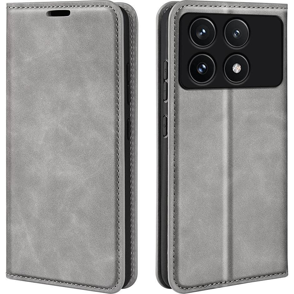 Cover-Discount Xiaomi Poco F6 Pro - Stand Flip Case Hülle (Xiaomi Poco F6 Pro), Smartphone Hülle, Grau