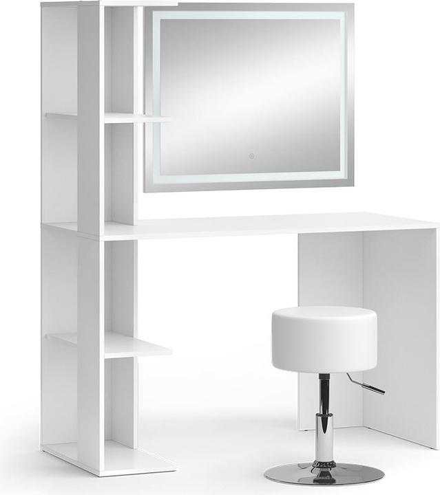 Dressing table: White, Shelf: White, Stool: White