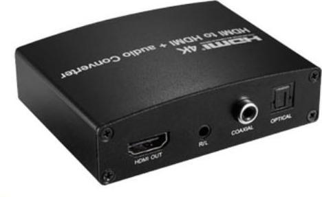 PremiumCord HDMI 4K audio extractor with audio separation to stereo socket, SPDIF Toslink, RCA