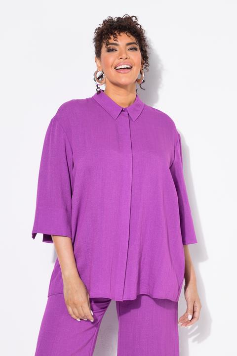 Produktbild Ulla Popken Hemdbluse, Rückenfalte, Hemdkragen, 3/4-Arm (60)
