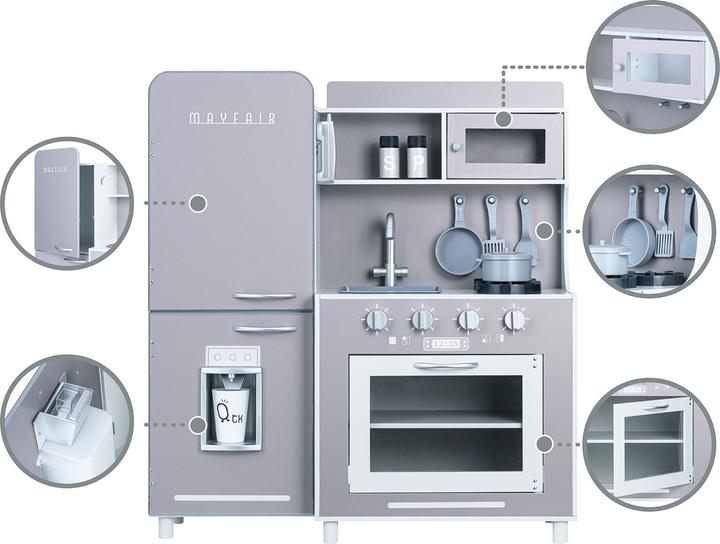 Produktbild Teamson Kids Mayfair Kids Wooden Play Kitchen & 11 Accessoires Grau TD-13302c