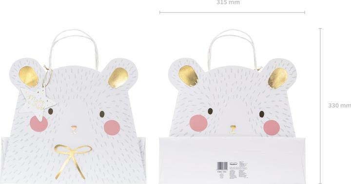 Image du produit Partydeco Sac cadeau Ours polaire 31.5 x 27 x 10 cm, Blanc (1x)