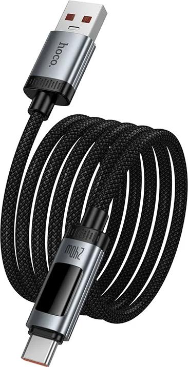 Actual product image Hoco Cable Data Cable with digital display USB A to USB C PD 6A 100W 1,2 m U148 black (1.20 m, 100 W)
