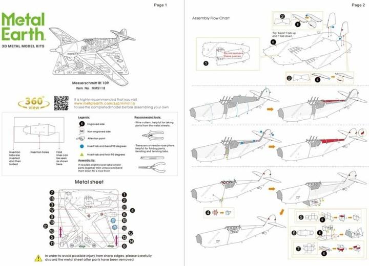 Actual product image Metal Earth constructie speelgoed Messerschmitt Bf-109
