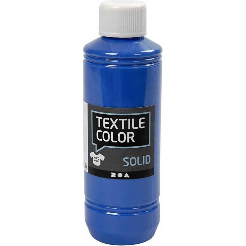 Creativ Company, Künstlerfarbe + Bastelfarbe, Textile Color Deckende Textilfarbe – Brillantblau, 250 ml (Brillantblau, 2...