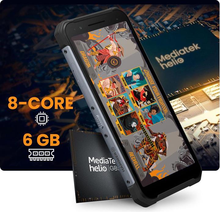 Image du produit Hammer Construction (128 Go, Noir, 6", Double SIM hybride + eSIM, 4G)