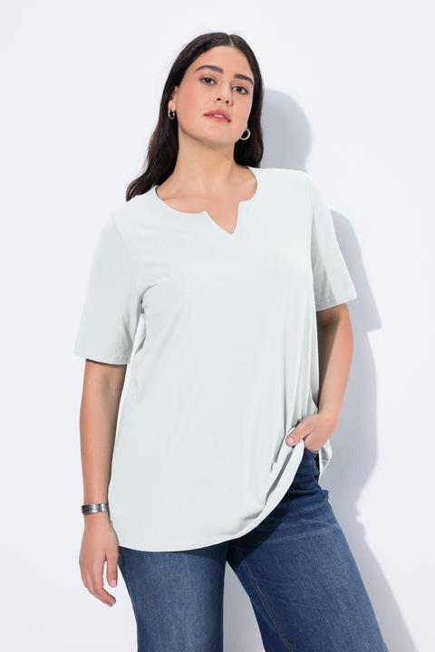 Immagine prodotto Ulla Popken T-shirt dal taglio svasato con scollo a tunica e mezze maniche (58)