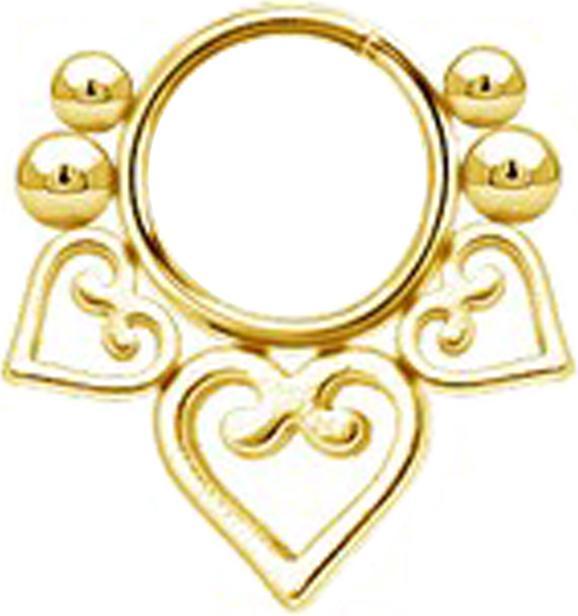 Immagine prodotto Star Piercing Anhänger vergoldet drei filigrane Herzen vier Kugeln (senza ottone, Acciaio chirurgico 316L)