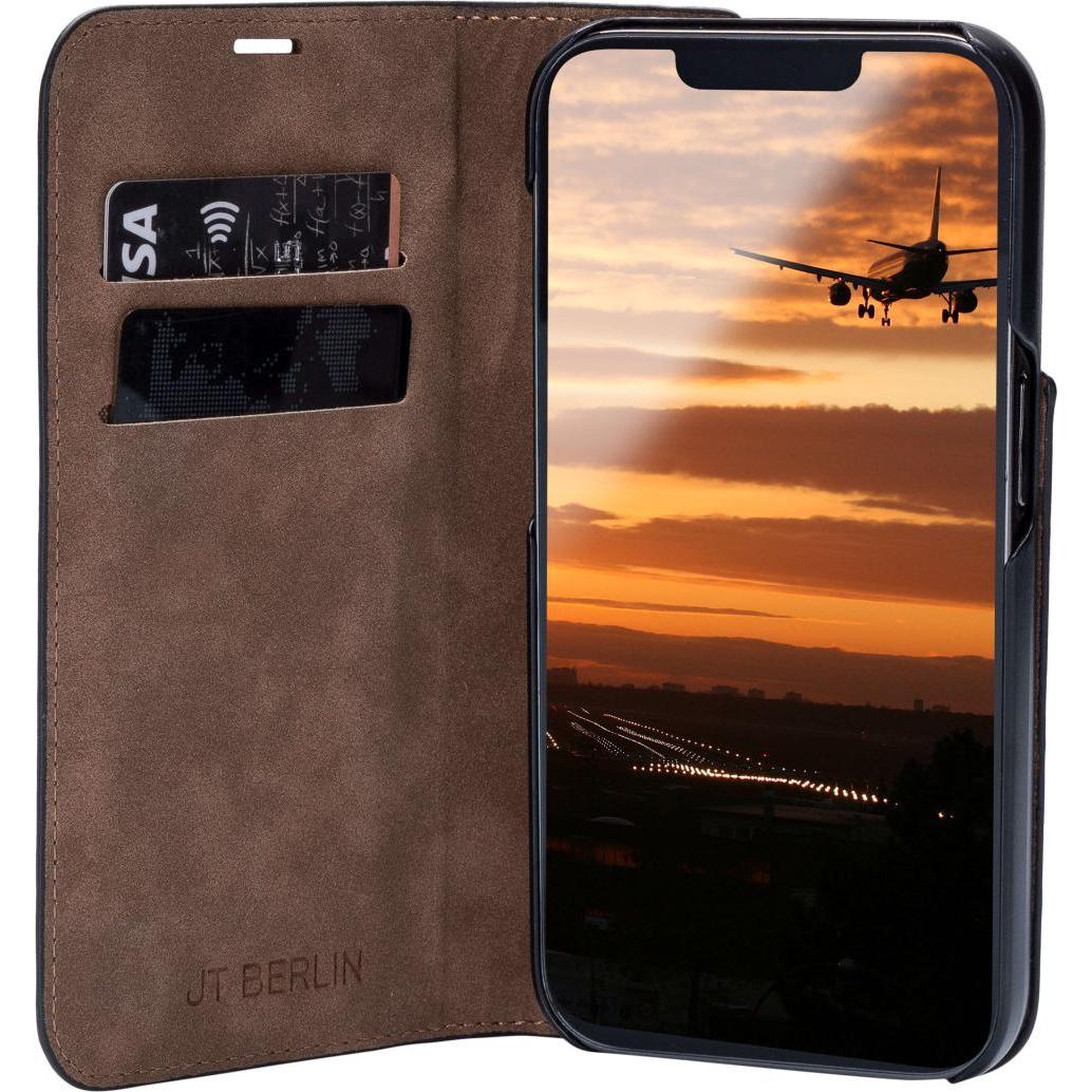 Thumbnail - JT Berlin iPhone 15 - Tegel Flip Case schwarz (Apple iPhone 15), Smartphone Hülle, Schwarz