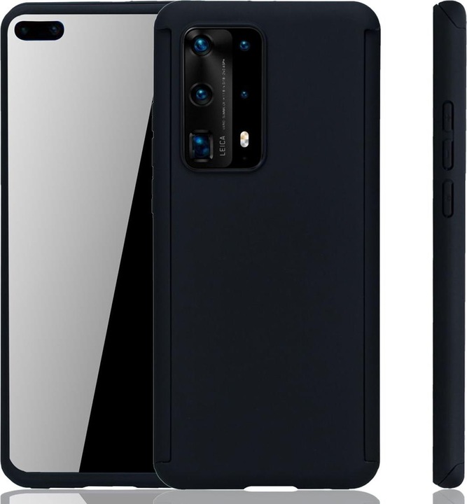 Produktbild König Design Hülle Handy Schutz für Huawei P40 Pro Full Case Cover Displayschutz 360 Schwarz (Huawei P40 Pro+)