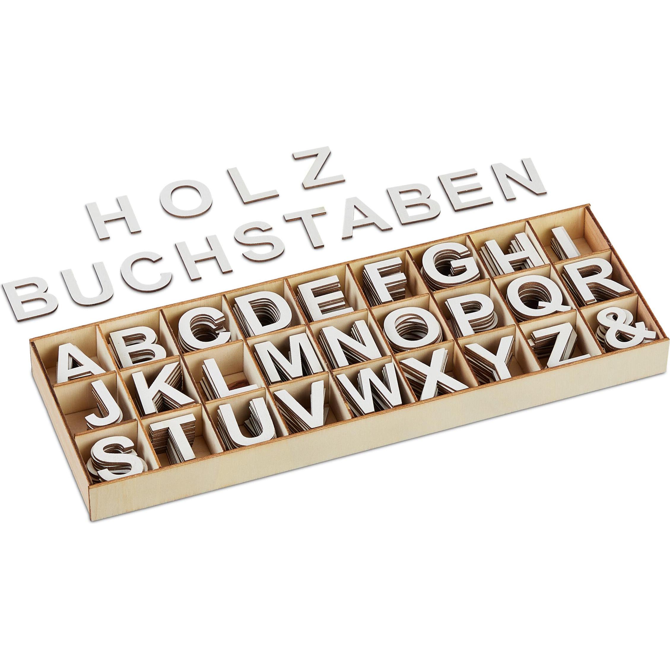 Relaxdays, Holzbuchstaben + Stoffbuchstaben, 324tlg. Holzbuchstaben-Set