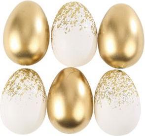 Artifete Dekoration weisse & goldene Ostereier, 6 Stück (6 x)