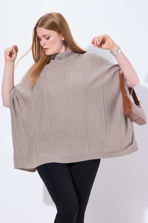 Produktbild Ulla Popken Strickponcho, Strukturrippen, Oversized, Rollkragen (58, 60, 62)