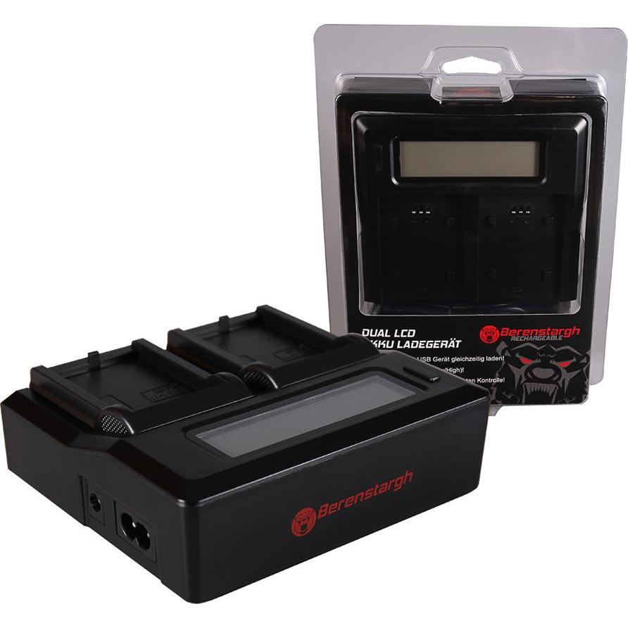 Berenstargh Dual LCD USB Ladegerät f. Canon LP-E5 EOS 1000D 450D 500D (Caricabatterie per fotocamere), Alimentatore fotocamera, Nero