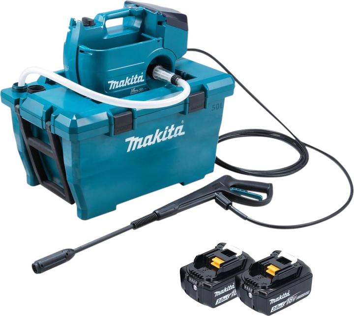Actual product image Makita DHW 080 F2K Akku Hochdruckreiniger 36 V ( 2x 18 V ) 80 bar 380 l/h Brushless + 2x Akku 3,0 (Rechargeable battery operated)