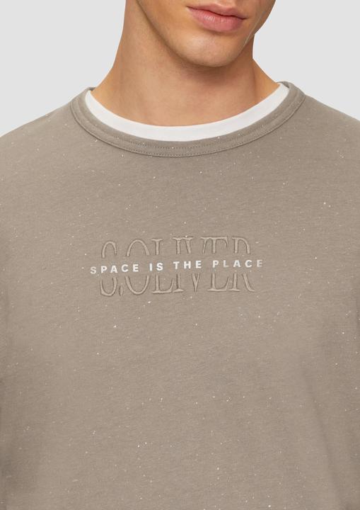 Produktbild S.Oliver T-Shirt Meliertes Longsleeve aus Jersey mit Logo-Print (XXL)