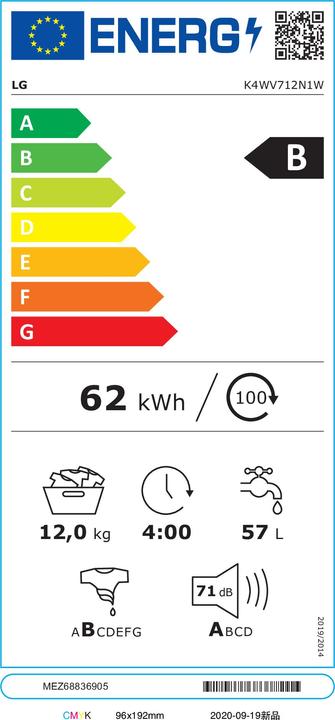 Energie-Label LG K4WV712N1W (12 kg, Links)