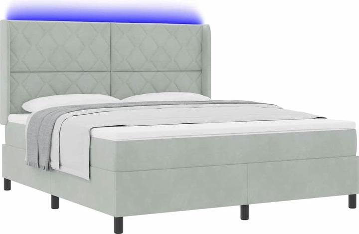 Image du produit vidaXL Boxspringbett Mit Matratze & Led Samt Hellgrau (180 x 200 cm)