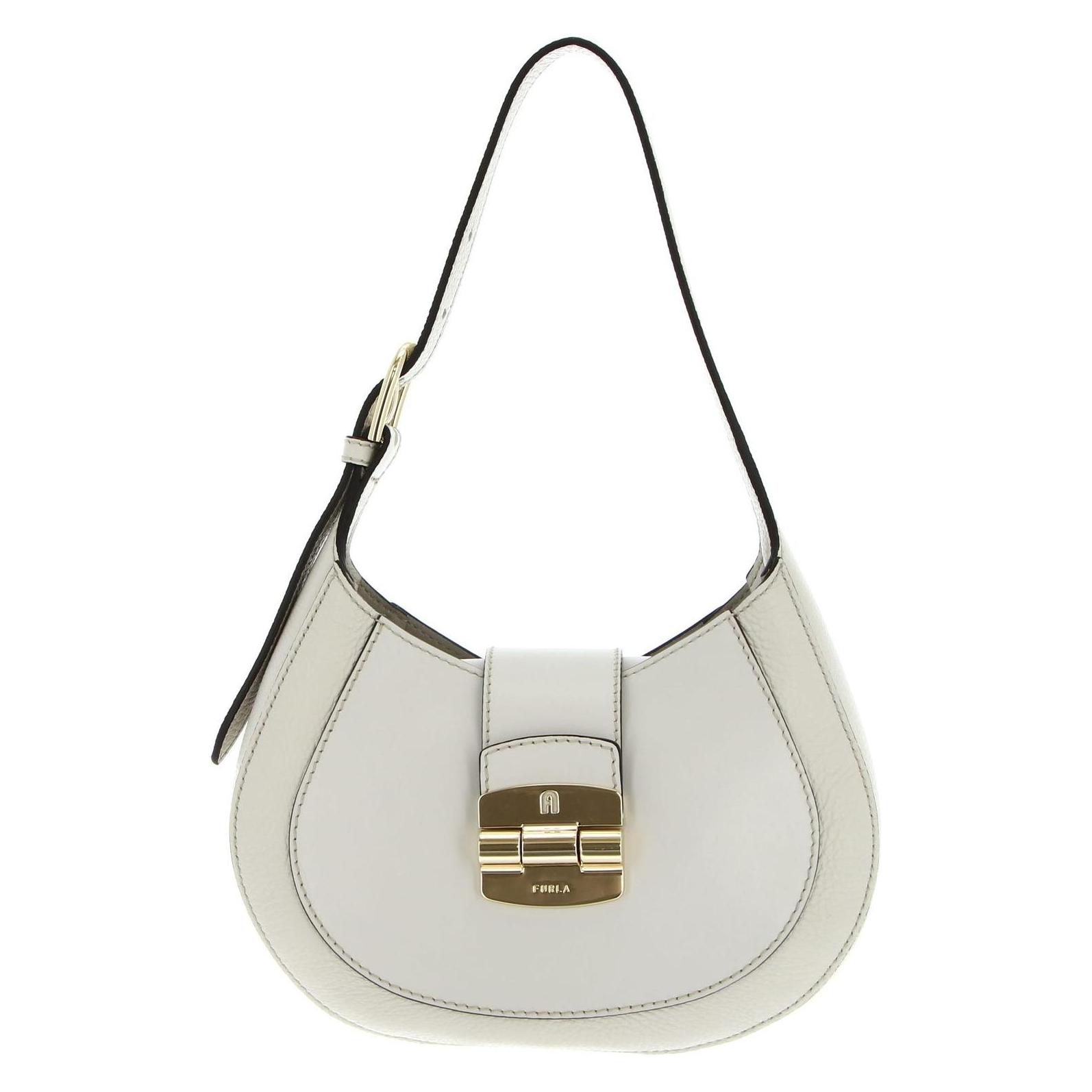 Furla, Damen, Handtasche, Leren Schoudertas Club 2 Hobo Marshmallow Wit, Weiss