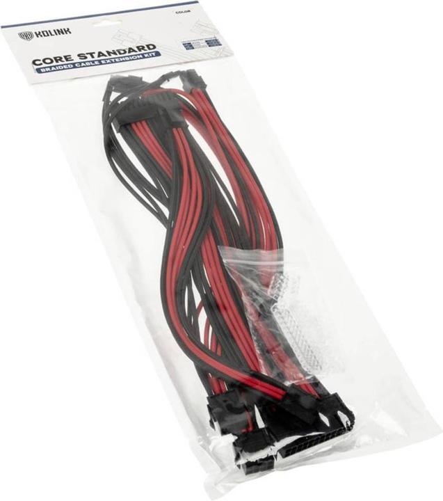 Produktbild Kolink Core Standard Braided Cable Extension Kit - Jet Black/Racing Red (35 cm)