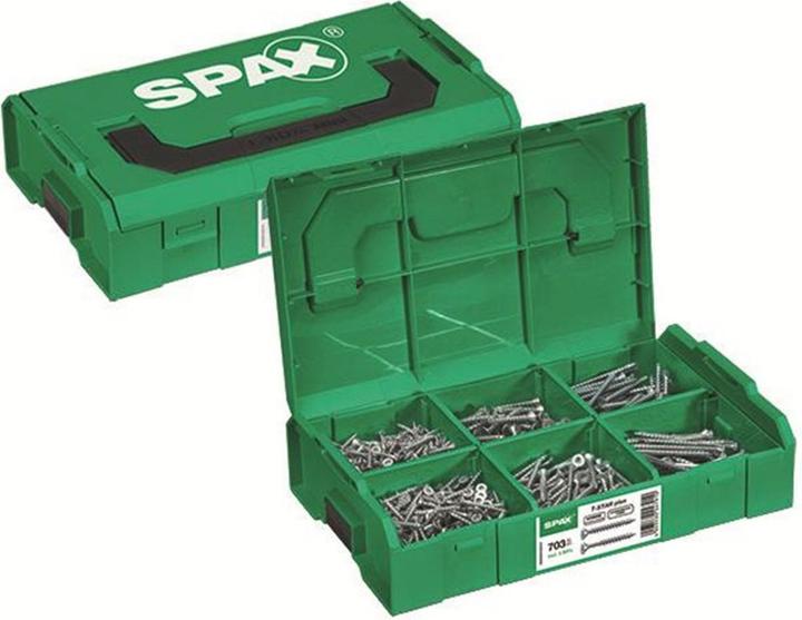 Spax Assembly box (703 Screws per piece, 3.5 x 16 mm, 3.5 x 30 mm, 4 x 35 mm, 4 x 40 mm, 4 x 50 mm, 4.5 x 60 mm)