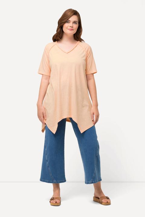Immagine prodotto Ulla Popken T-shirt di cotone biologico con orlo a punte, scollatura a V e mezze maniche (46, 48)