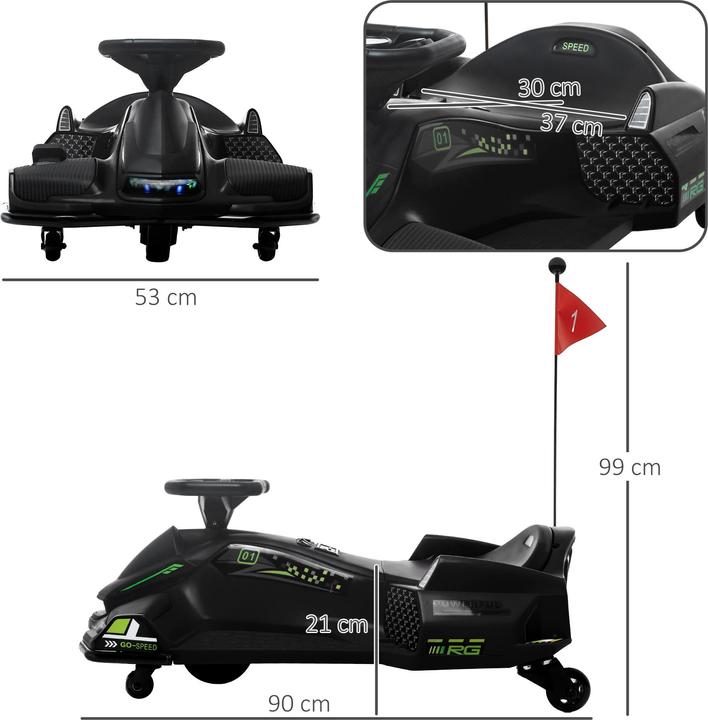 Actual product image Homcom Kinder Elektro Gokart Kunststoff, Metall Schwarz