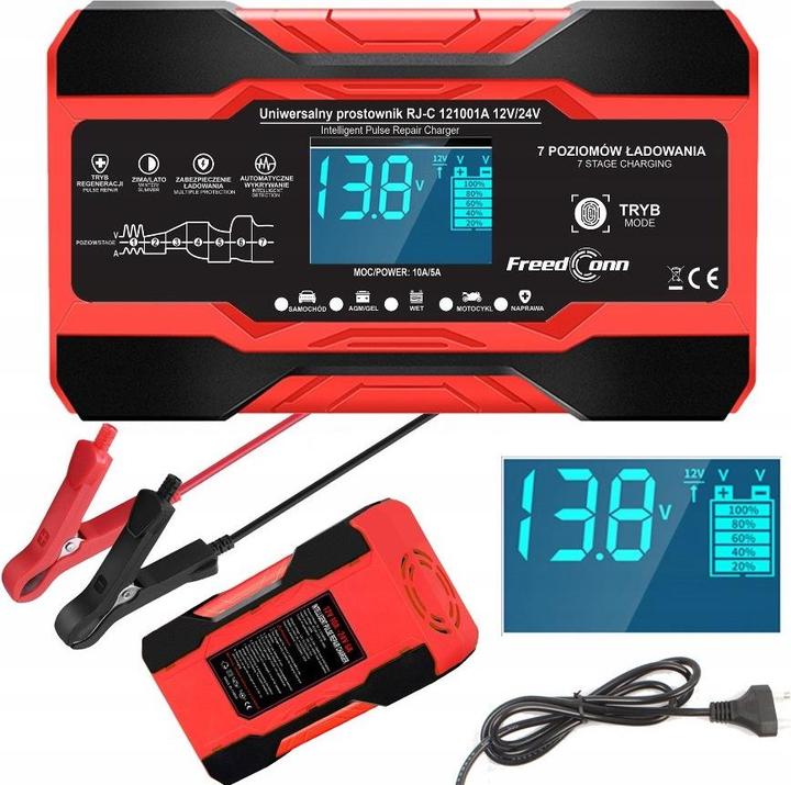 Actual product image RJ Tianye Prostownik akumulatorowy RJ-C 121001A 12V 10A /24V 5A (12V, 24V, 10 A)