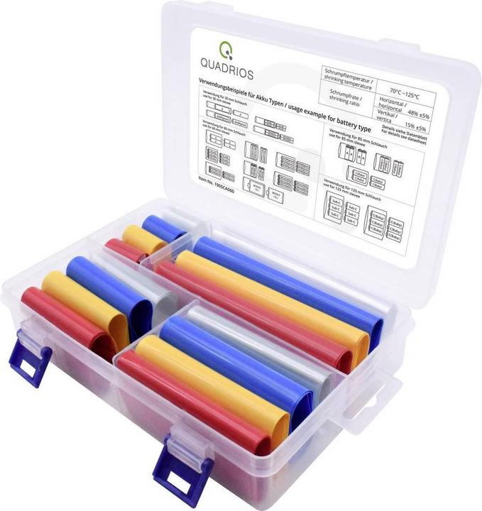 Quadrios Kit de gaines thermorétractables sur accu 21, dimensions plates 30 à 125 (16 x)