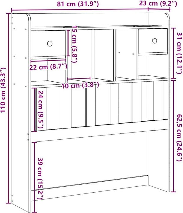 Actual product image vidaXL Kopfteil (81 x 23 x 110 cm)