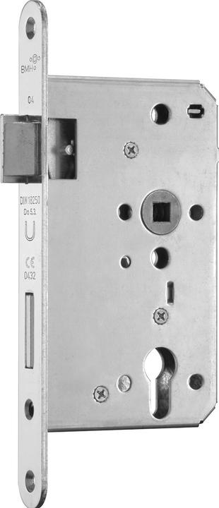 Actual product image BMH Mortice lock 1000 PZW, right, backset 55, round faceplate, stainless steel (Mortise lock)