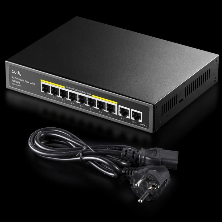 Produktbild Cudy GS1010PE network switch Gigabit Ethernet (10/100/1000) Power over Ethernet (PoE) Black (10 Ports)
