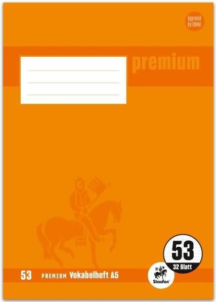 Staufen Vocabulary book Premium ruled 53 lined DIN A5 without margin, 32 sheets (A5, Special ruling, Hardcover)