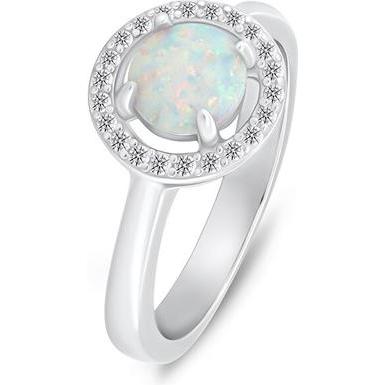 Brilio, Ring, Silver - Delicate silver ring with opal and zircons RI108W - Circuit: 57 mm, (57)