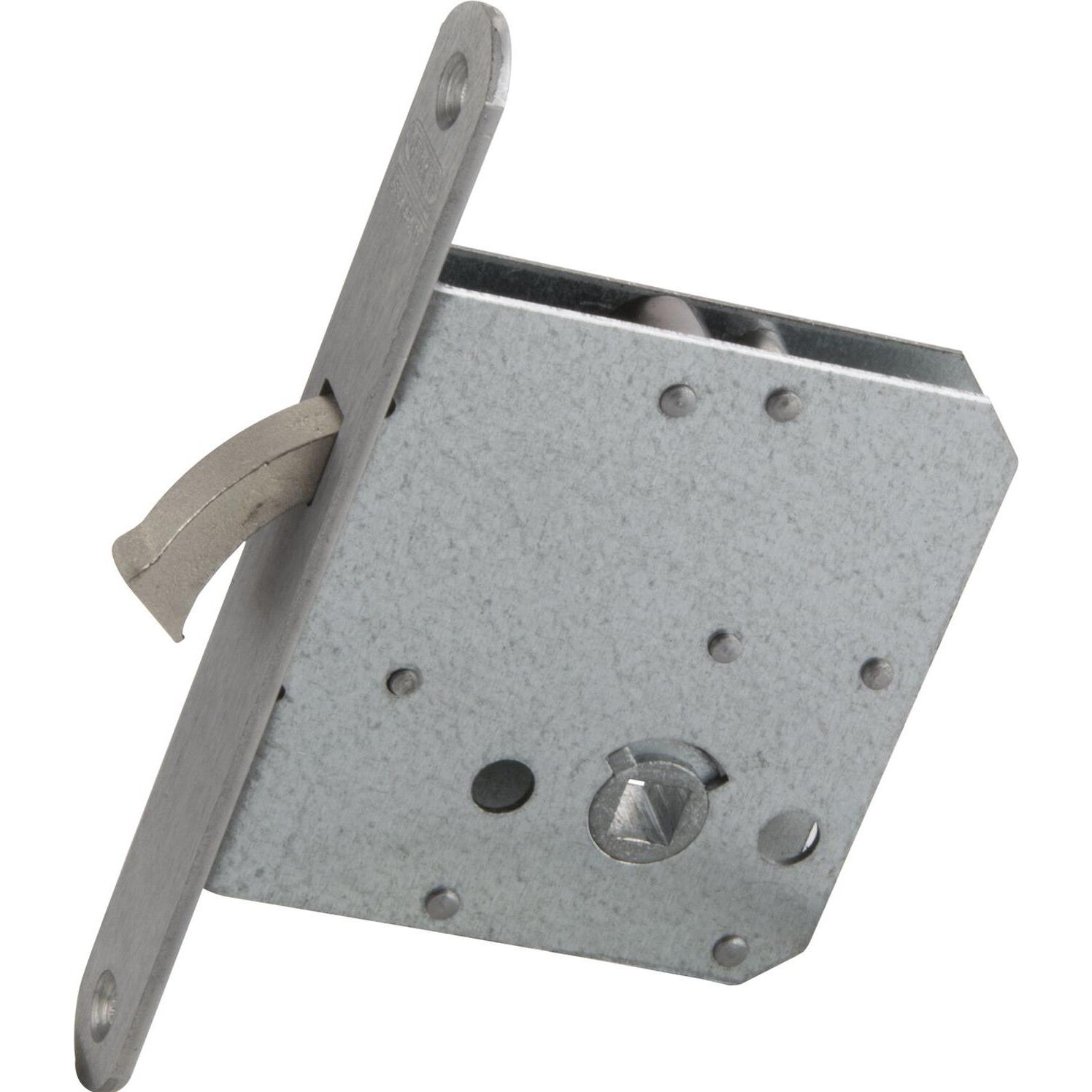 Assa Abloy, Türschloss + Schliesszylinder, Schiebetürschloss m. vernickeltem Bogenriegel, WC, DM 55, Stulp rund, Edelsta...