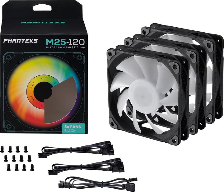 Actual product image Phanteks M25 PWM D-RGB fan - 140mm, black (140 mm, 1x)