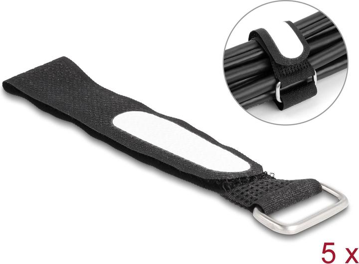 Produktbild Delock Klettkabelbinder Schwarz 203 mm x 20 mm 5 Stück (Klettkabelbinder, 203 mm, 5 Stk.)