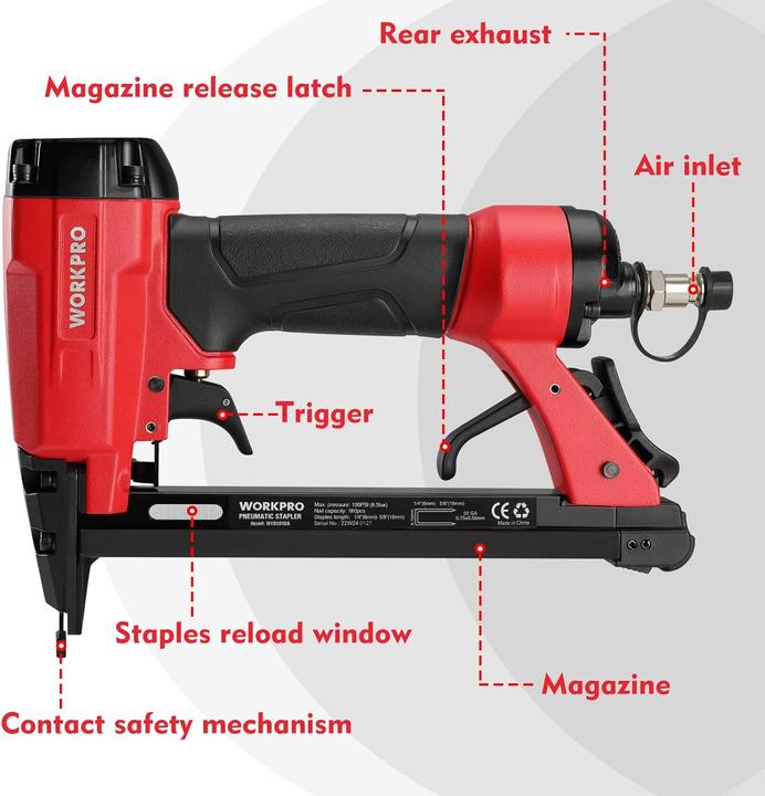 Actual product image Workpro W181010AU Pneumatic tacker