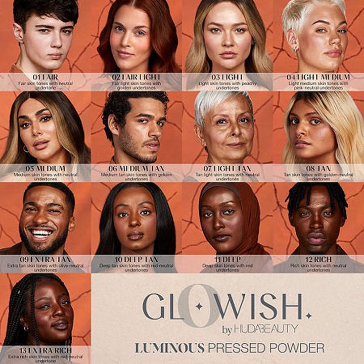 Actual product image Huda Beauty GloWish Lightweight Blurring Pressed Powder 04 Light-Medium (04 Light medium)