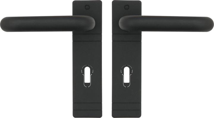 Produktbild Domoferm Drückergarnitur schwarz für Universal Türen mit Buntbarteinsatz (Türgarnitur)