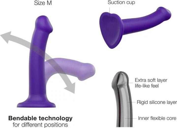 Actual product image Strap-on-me Semi-Realistic Dual Density Bendable Dildo Purple M