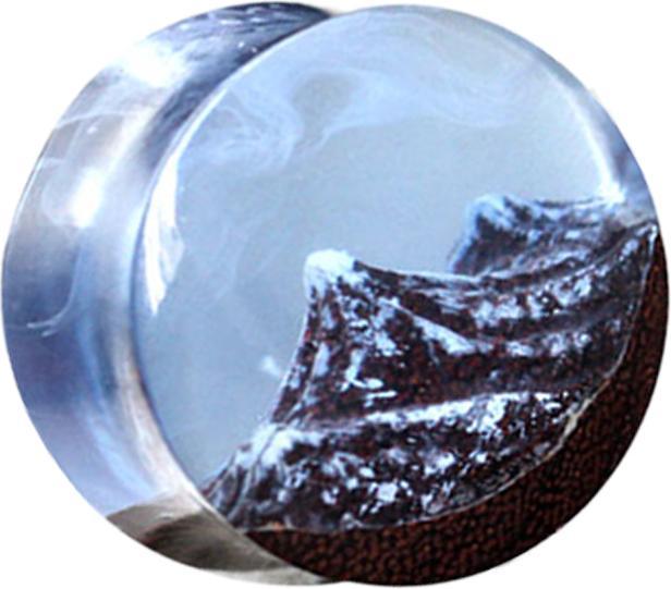 Produktbild Star Piercing Flared Plug Berge Epoxy blau aus Tamarind Holz (Organisch, ohne Messing)