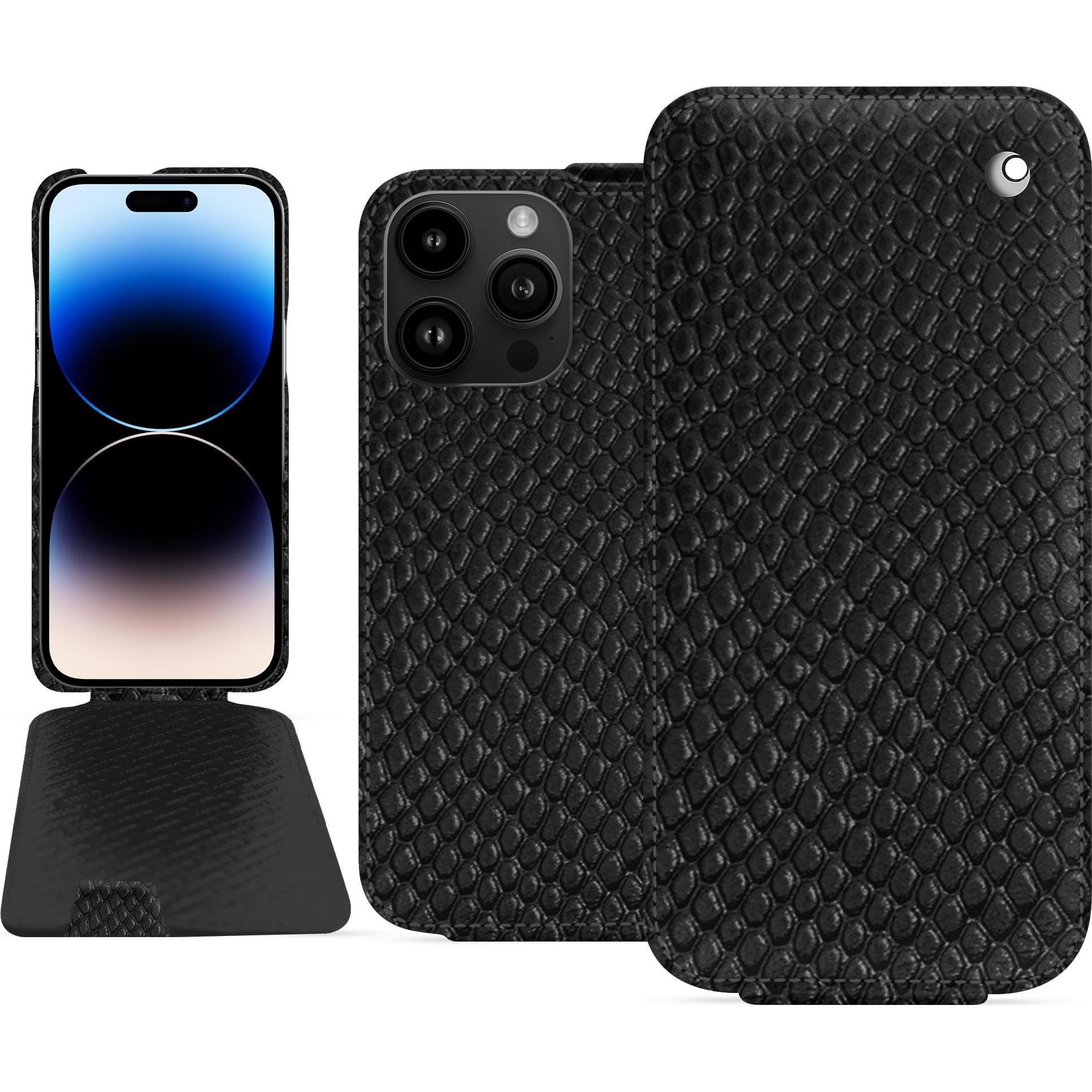 Thumbnail - Noreve Lederschutzhülle vertikal (Apple iPhone 15 Pro Max), Smartphone Hülle, Schwarz