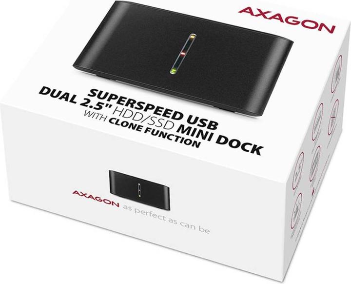 Productafbeelding Axagon ADSA-D25 dockingstation voor opslagschijven USB 3.2 Gen 1 (3.1 Gen 1) Type micro-B Zwart (2.5")