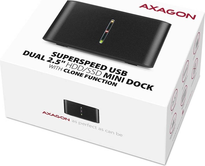 Actual product image Axagon ADSA-D25 storage drive docking station USB 3.2 Gen 1 (3.1 Gen 1) Type micro-B Black (2.5")