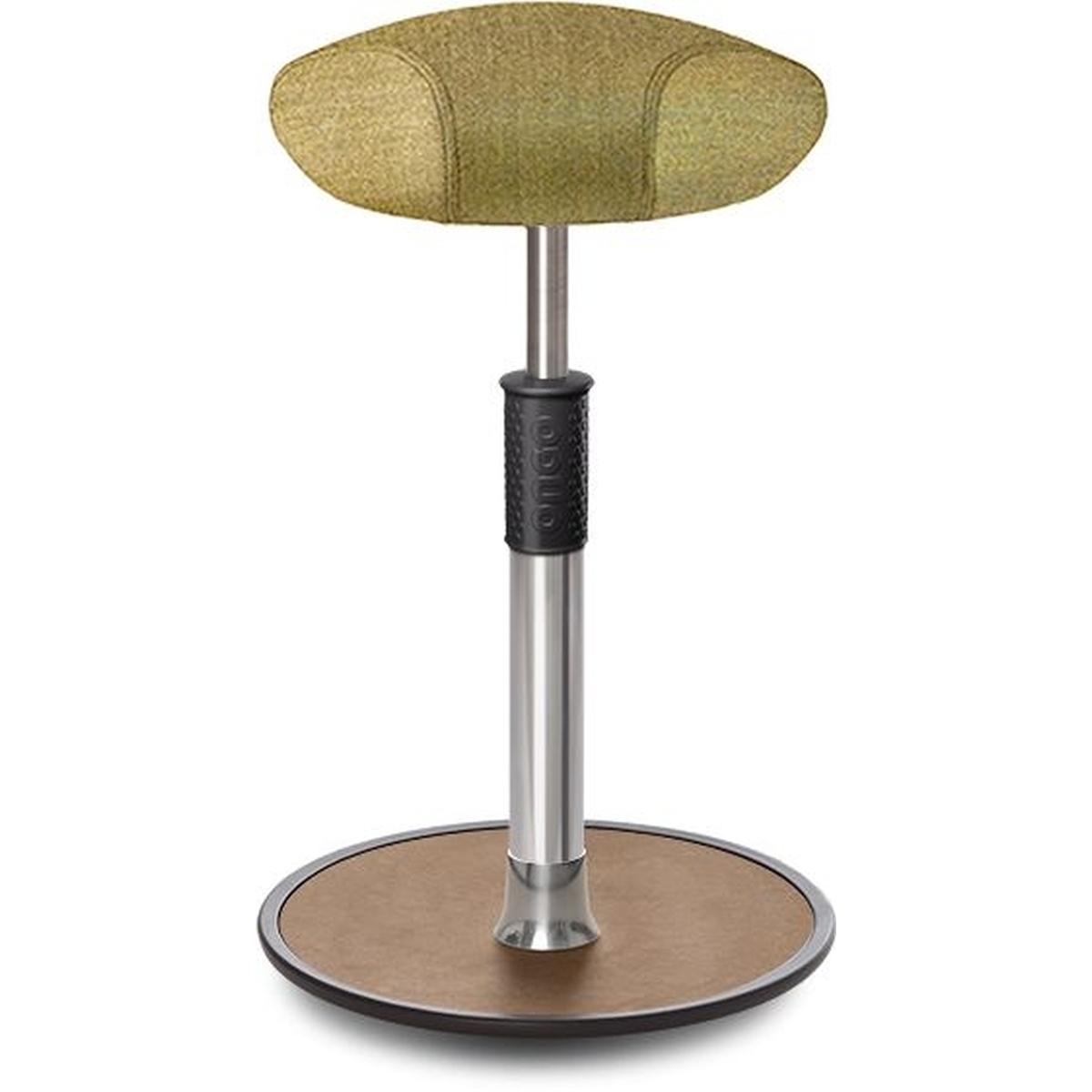 Ongo, Bürostuhl, Sitz- Stehhocker Free Tall Triangel Camira Rivet Senfgelb Chrom /Natur