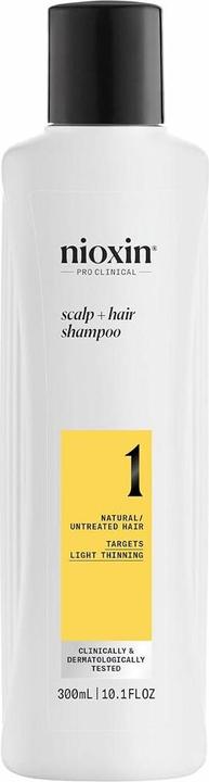 Immagine prodotto Nioxin Sistema 1 Shampoo detergente per capelli naturali fini che si diradano leggermente (300 ml, Shampoo liquido)