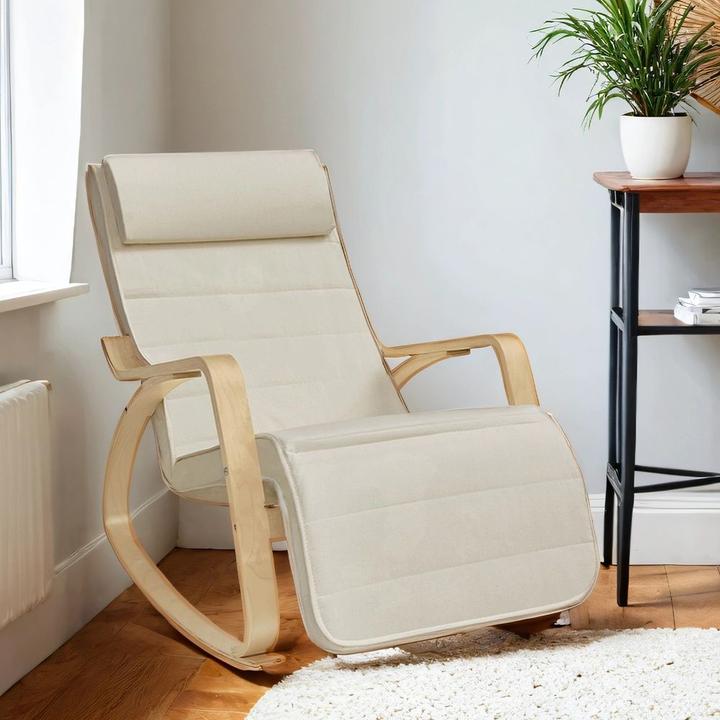 Actual product image Songmics Schaukelstuhl Verstellbar Belastbar Wohnzimmer Beige